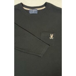 Psycho Bunny Shirt Men's XL Waffle Knit Black Long Sleeve Thermal Pocket